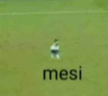 a blurred image of a person standing on a soccer field with the word " mesi " in the corner