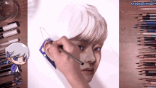 a drawing of a person 's face is being created by crazy arcade