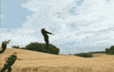 a man is jumping in the air with the words fly all written above him