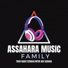 a logo for asmara music family with headphones in the center