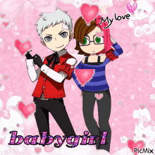 a picture of a boy and a girl with the words babygirl written on the bottom