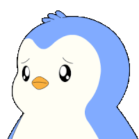 a penguin with a sad look on its face