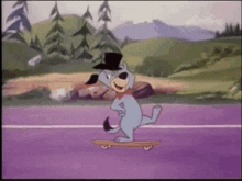 Hanna Barbera Huckleberry Hound GIF - Hanna Barbera Huckleberry Hound Skateboard GIFs