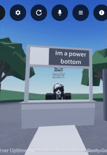 a sign that says " im a power bottom " on it