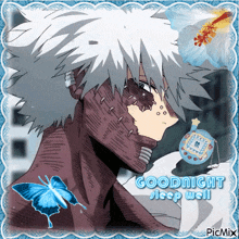 a picture of a anime character with the words goodnight sleep well written on it