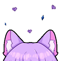 a cartoon drawing of a cat 's ears with hearts flying around