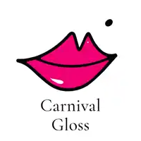 a logo for carnival gloss with a pink lips