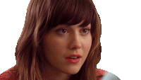 a close up of a woman 's face with red lips
