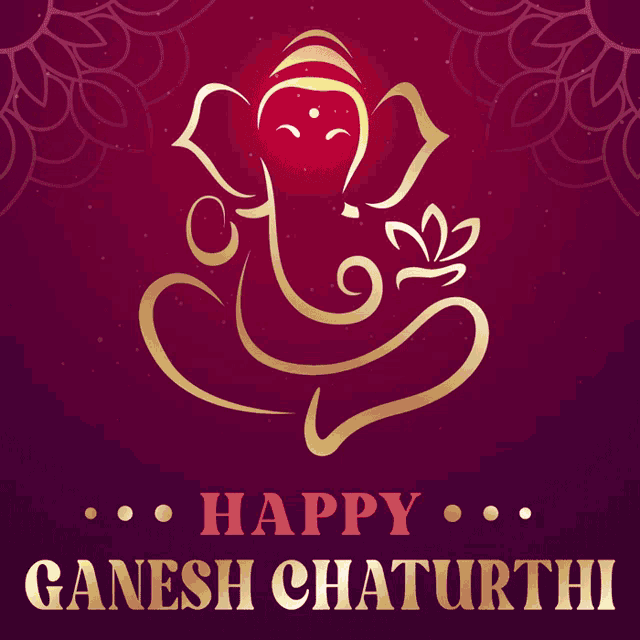 a poster that says happy ganesh chaturthi with a golden elephant