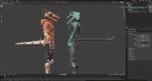 a screenshot of a 3d model of a dragon and a man