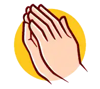 a drawing of a pair of praying hands with green lines