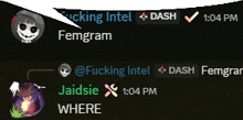 a screenshot of a conversation between femgram and jaidsie