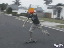 a gif of a person riding a skateboard with the words gif jif below