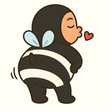 a cartoon of a bee blowing a kiss