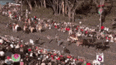 an aerial view of a parade with the number 5 on the bottom