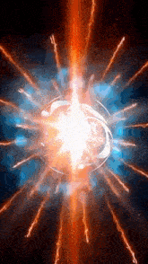 a lightning bolt is coming out of a sphere in the middle of the screen