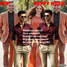 a collage of men and a woman with the words happy week