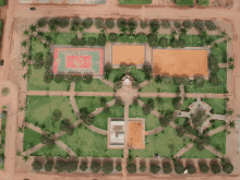 an aerial view of a park with a basketball court that says ' basketball ' on it