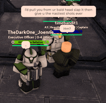 the darkone joenne executive officer 0-4 major and timebandit1 captain are in a video game
