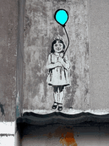 Little Girl With A Balloon GIF - Street Art Girl Dancing GIFs