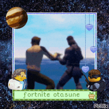 a picture of two men dancing with the words fortnite otasone in the corner