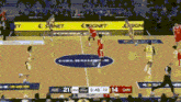 a basketball game is being played between aus and chn