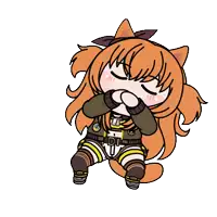 a cartoon drawing of a cat girl with long orange hair