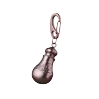 a key chain with a small bottle inside of it and a hook