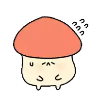 a cartoon drawing of a mushroom with a red hat and a silly face .