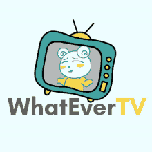 a logo for whatever tv with a cartoon bear