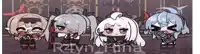 a group of cartoon characters are standing next to each other with the name r4lyn hina on the bottom right