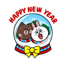 new year line friends brown cony cony happy new year