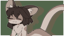 a drawing of a cat with its eyes closed and a long tail