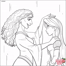 a drawing of a woman holding another woman 's head with the words happy color written on the bottom