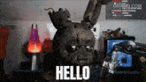 a picture of a bunny with the words hello on it