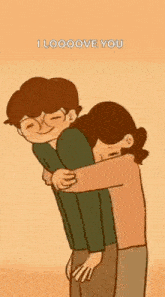 a man is carrying a woman on his back while hugging her .