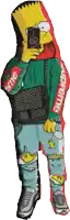 bart simpson is wearing a green supreme hoodie and ripped jeans