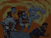 a group of x-men standing next to each other with the words insert coin written on the bottom
