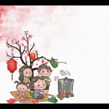 tungbach new year tb happy family cherry blossom