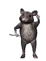 a cartoon mouse is flexing his muscles and smiling