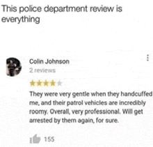 a police department review is everything by colin johnson with 2 reviews .