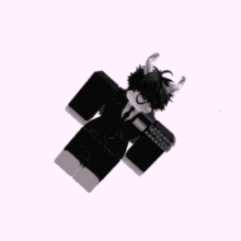 a blurred image of a person with horns on a white surface