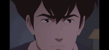 a close up of a cartoon character 's face