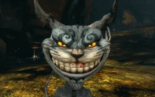alice in wonderland cat smile gif
