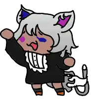 a cartoon drawing of a girl with cat ears and a cat tail