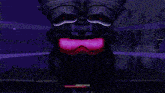 a purple light is coming out of a robot 's face