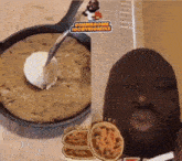 a picture of a cookie and a picture of a man with the words gimme some isobybigmike on the bottom