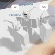 three white blocks with christine and kirbypro54 written on the bottom