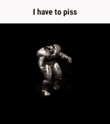 a cartoon of a man laying on the ground with the words i have to piss
