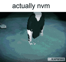 a pixelated image of a person with the words actually nvm above them